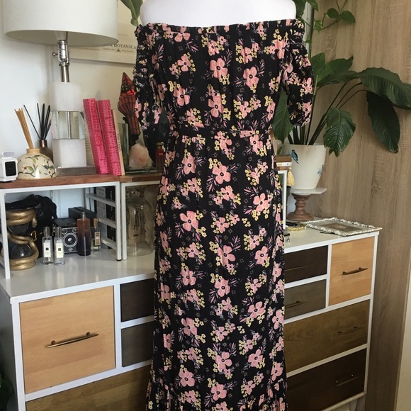 Rahi Cali Malibu Escape High Low Black Floral Dress L - Picture 5 of 14